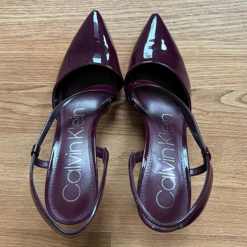 Calvin Klein Slingback Heels Women’s Burgundy Size 8.5